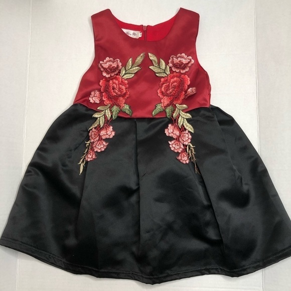 Other - Toddler girl black and red embroidery sleeveless dress size 4